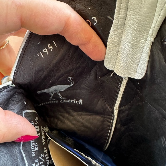 wild west boots leather 10 1/2 genuine ostrich new white cowboy - Picture 10 of 14